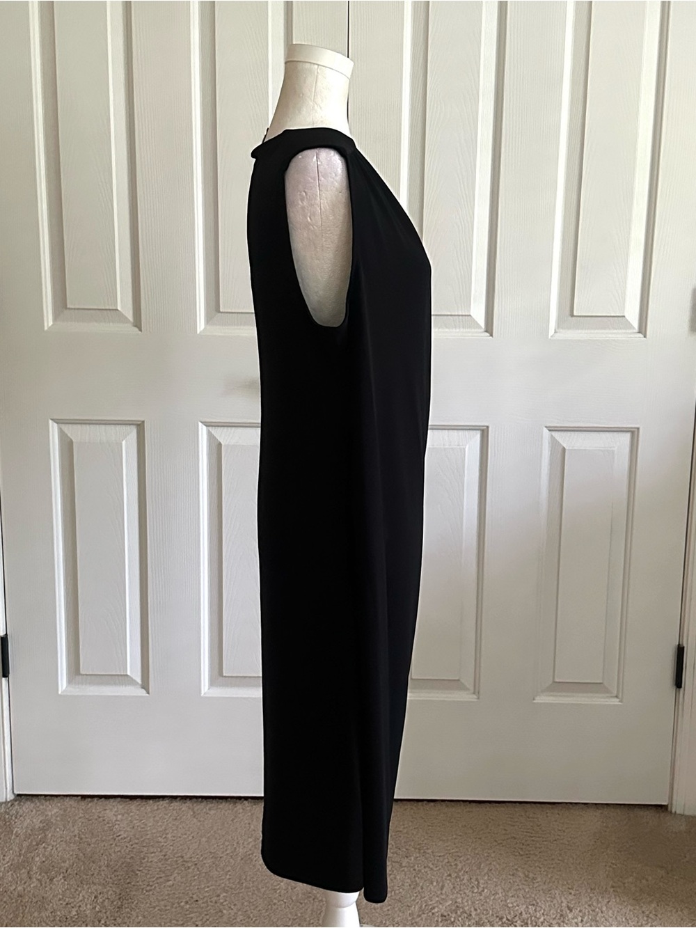 Anne Klein Black Sleeveless Surplice V-Neck Ruched Side Midi Dress Size XL - Picture 10 of 13